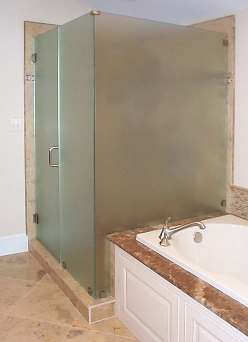 Satin Glass Door, In-line Panel and Return